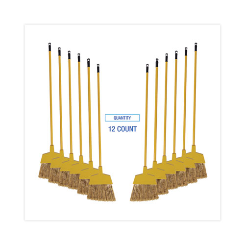 Boardwalk® Poly Bristle Angler Broom, 53" Handle, Yellow, 12/Carton
