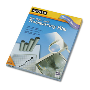 Apollo® Plain Paper Transparency Film, 8.5 x 11, Black on Clear, 100/Box
