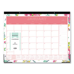 Blue Sky® Day Designer Peyton Desk Pad Calendar, Floral Artwork, 22 x 17, Black Binding, Clear Corners, 12-Month (Jan-Dec): 2023